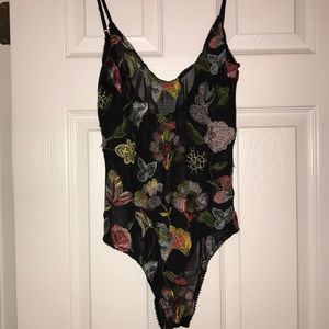 embroidered mesh body suit